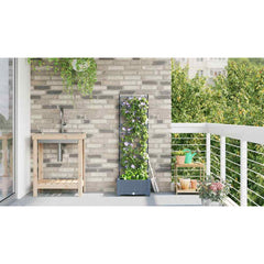 vidaXL Garden Planter LiGht Grey 40 x 40 x 125.5 cm PP 4