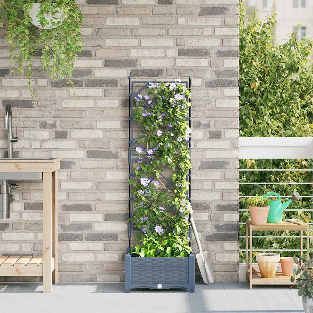 vidaXL Garden Planter LiGht Grey 40 x 40 x 125.5 cm PP 1