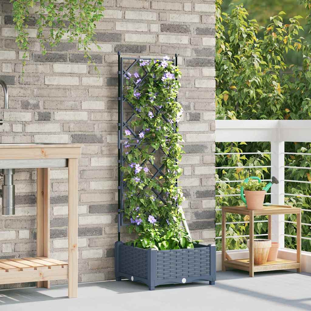 vidaXL Garden Planter LiGht Grey 40 x 40 x 125.5 cm PP 3