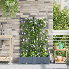 vidaXL Garden Planter 2 pcs LiGht Grey 80 x 40 x 125.5 cm PP 1