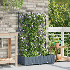 vidaXL Garden Planter 2 pcs LiGht Grey 80 x 40 x 125.5 cm PP 3