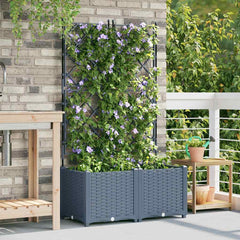 vidaXL Garden Planter 2 pcs LiGht Grey 80 x 40 x 143 cm PP 3