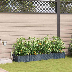 Garden Planter 4 pcs PP without Wheel Depth 40 cm Width 160 cm Light grey 22 cm