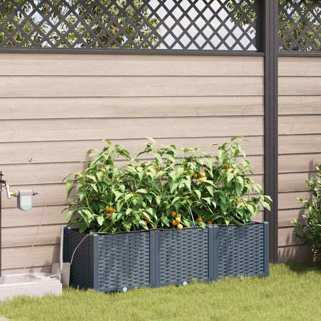 vidaXL Garden Planter 3 pcs LiGht Grey 120 x 40 x 37.5 cm PP 1