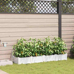 Garden Planter 4 pcs PP without Wheel Depth 40 cm Width 160 cm White 22 cm