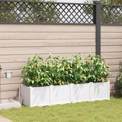 Garden Planter 4 pcs PP without Wheel Depth 40 cm Width 160 cm White 37.5 cm