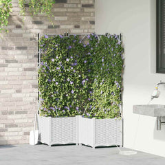 Garden Planter 3 pcs 80 x 80 x 142 cm PP without Wheel White