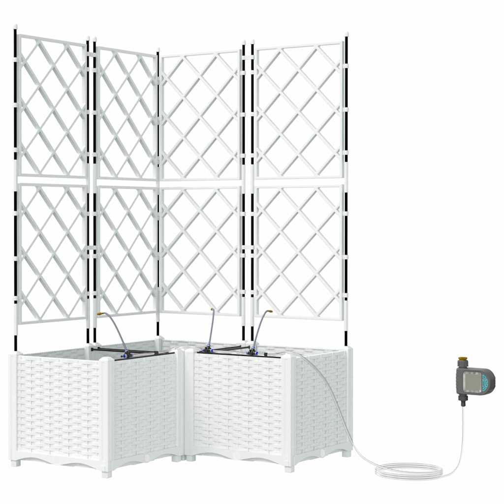 Garden Planter 3 pcs 80 x 80 x 142 cm PP without Wheel White