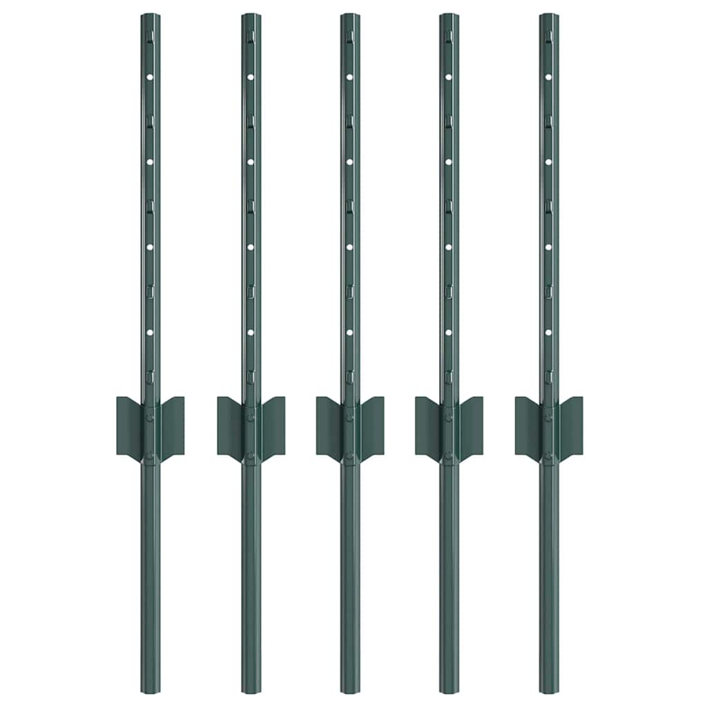 vidaXL Embedded Fence Post 5 pcs Green 80 cm Powder-Coated Steel 2