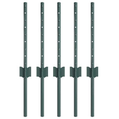 vidaXL Embedded Fence Post 5 pcs Green 80 cm Powder-Coated Steel 2