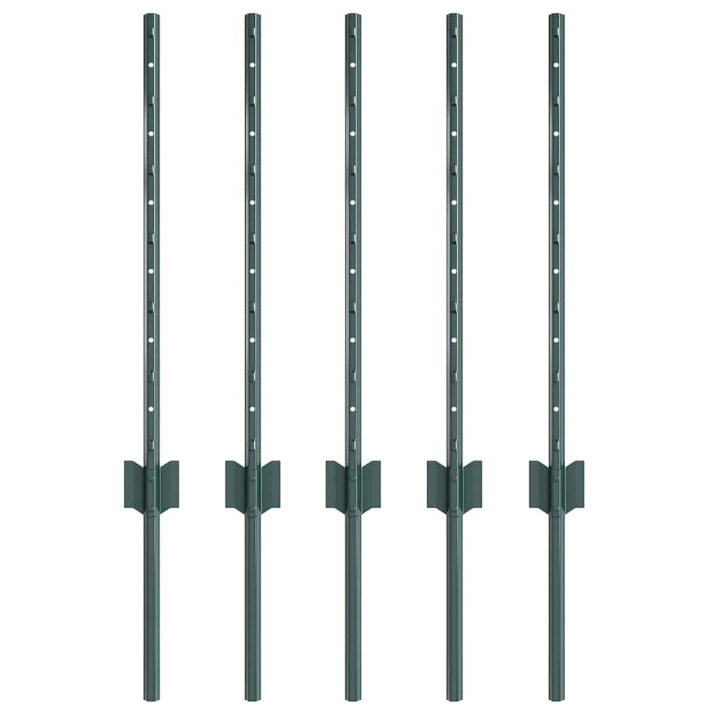vidaXL Embedded Fence Post 5 pcs Green 100 cm Powder-Coated Steel 2