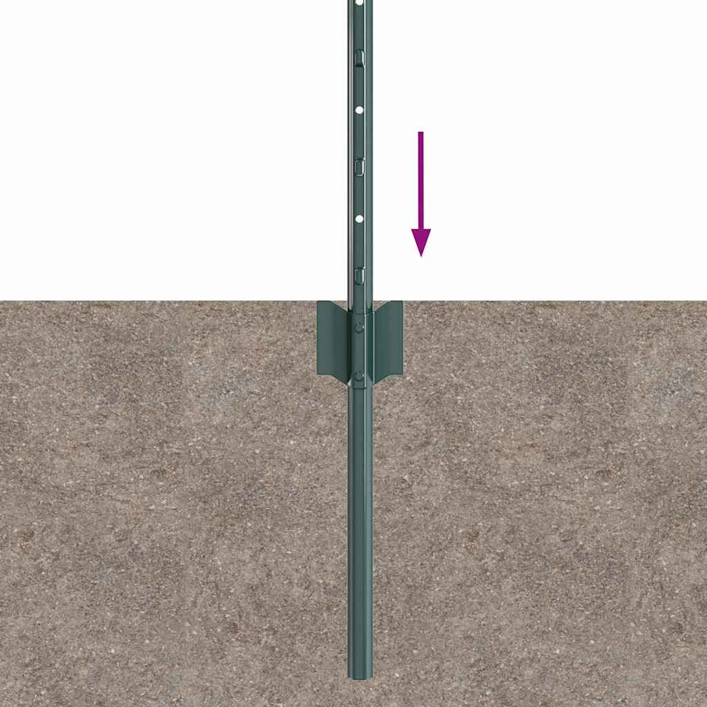 vidaXL Embedded Fence Post 5 pcs Green 100 cm Powder-Coated Steel 6