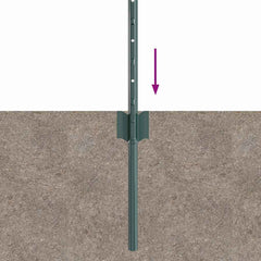 vidaXL Embedded Fence Post 11 pcs Green 120 cm Powder-Coated Steel 6