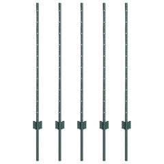 vidaXL Embedded Fence Post 5 pcs Green 140 cm Powder-Coated Steel 2