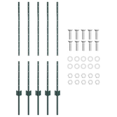 vidaXL Embedded Fence Post 5 pcs Green 140 cm Powder-Coated Steel 5