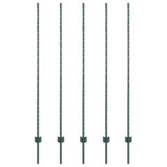 vidaXL Embedded Fence Post 5 pcs Green 200 cm Powder-Coated Steel 2
