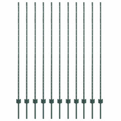 vidaXL Embedded Fence Post 11 pcs Green 200 cm Powder-Coated Steel 2