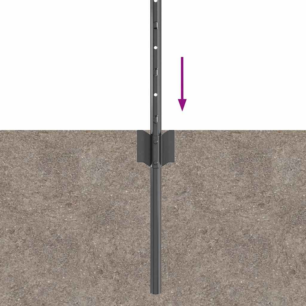 vidaXL Embedded Fence Post 11 pcs Grey 120 cm Powder-Coated Steel 6