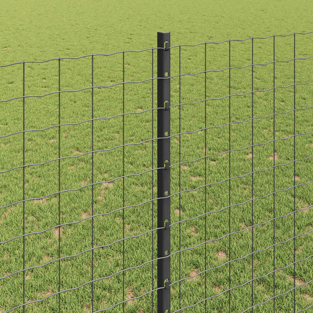 vidaXL Embedded Fence Post 11 pcs Grey 180 cm Powder-Coated Steel 4