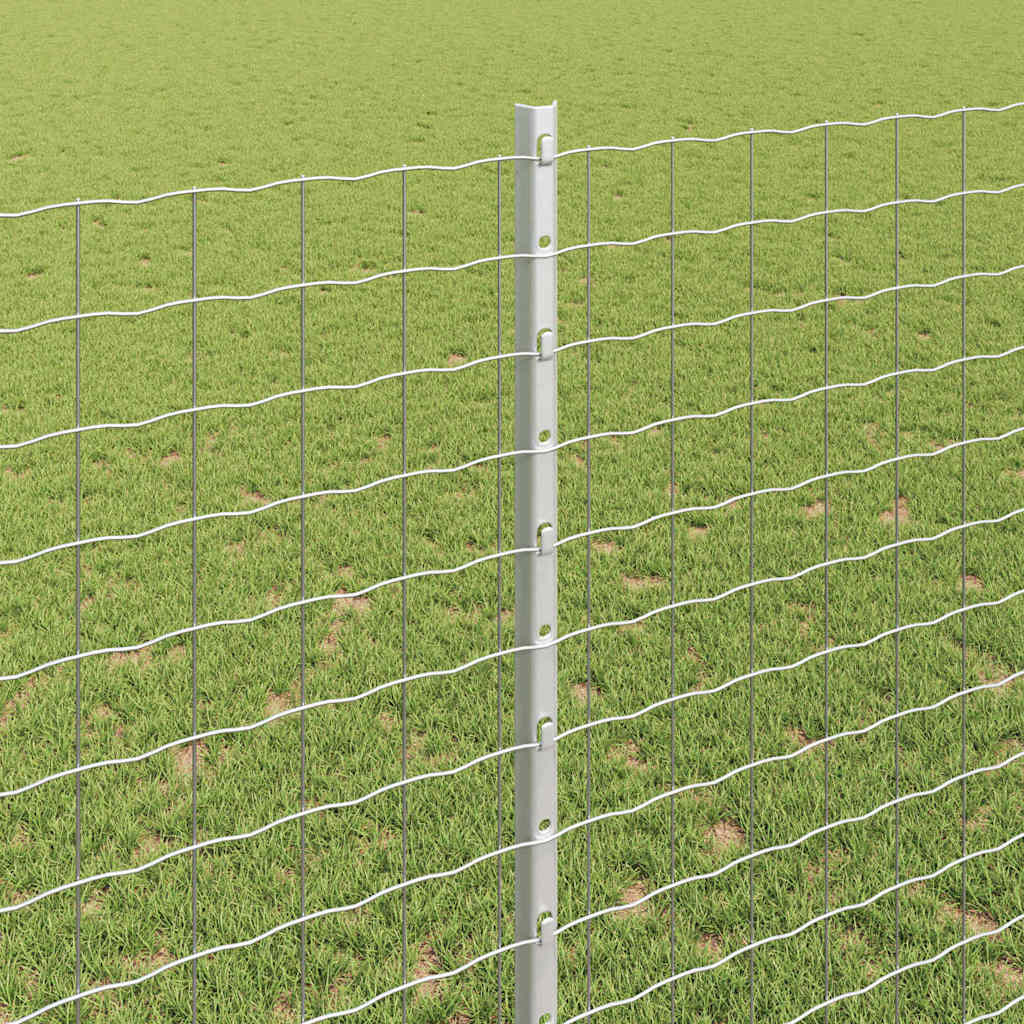 vidaXL Embedded Fence Post 11 pcs Silver 180 cm Powder-Coated Steel 4