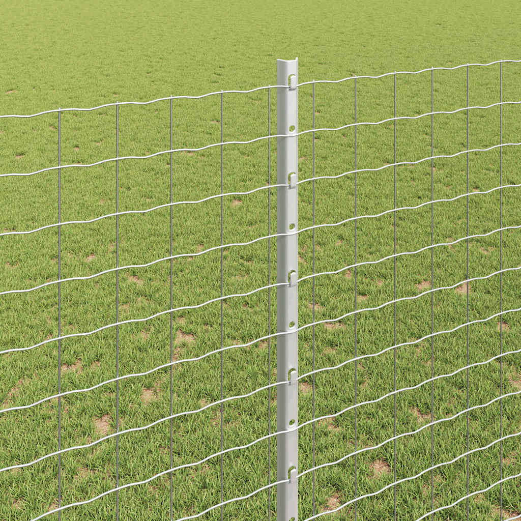 vidaXL Embedded Fence Post 5 pcs Silver 200 cm Powder-Coated Steel 4