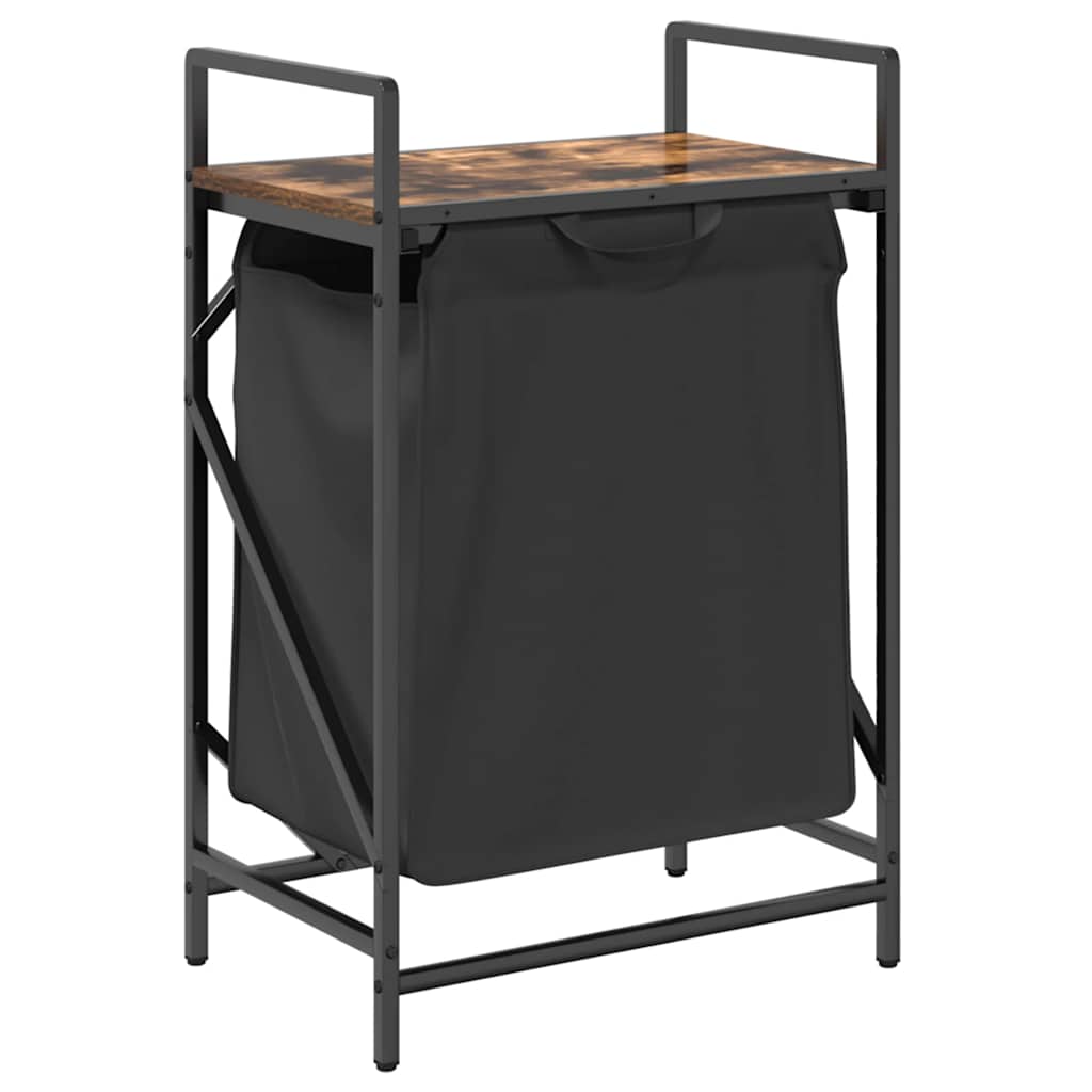vidaXL Laundry Basket 1 Compartment with Shelf Smoked Oak 2
