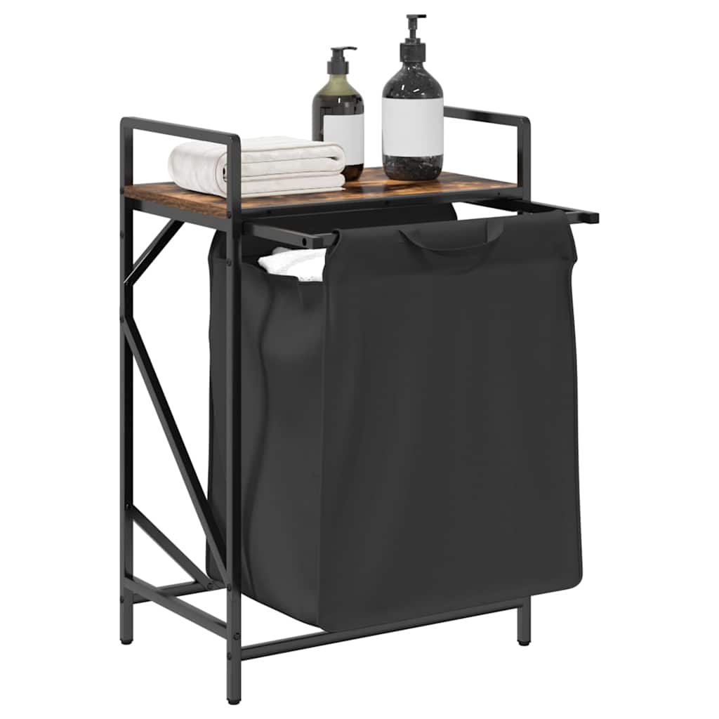 vidaXL Laundry Basket 1 Compartment with Shelf Smoked Oak 4
