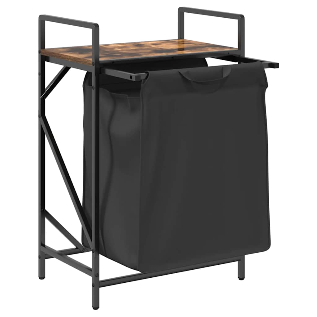 vidaXL Laundry Basket 1 Compartment with Shelf Smoked Oak 5