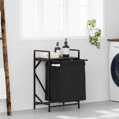 vidaXL Laundry Basket 1 Compartment with Shelf Smoked Oak 1