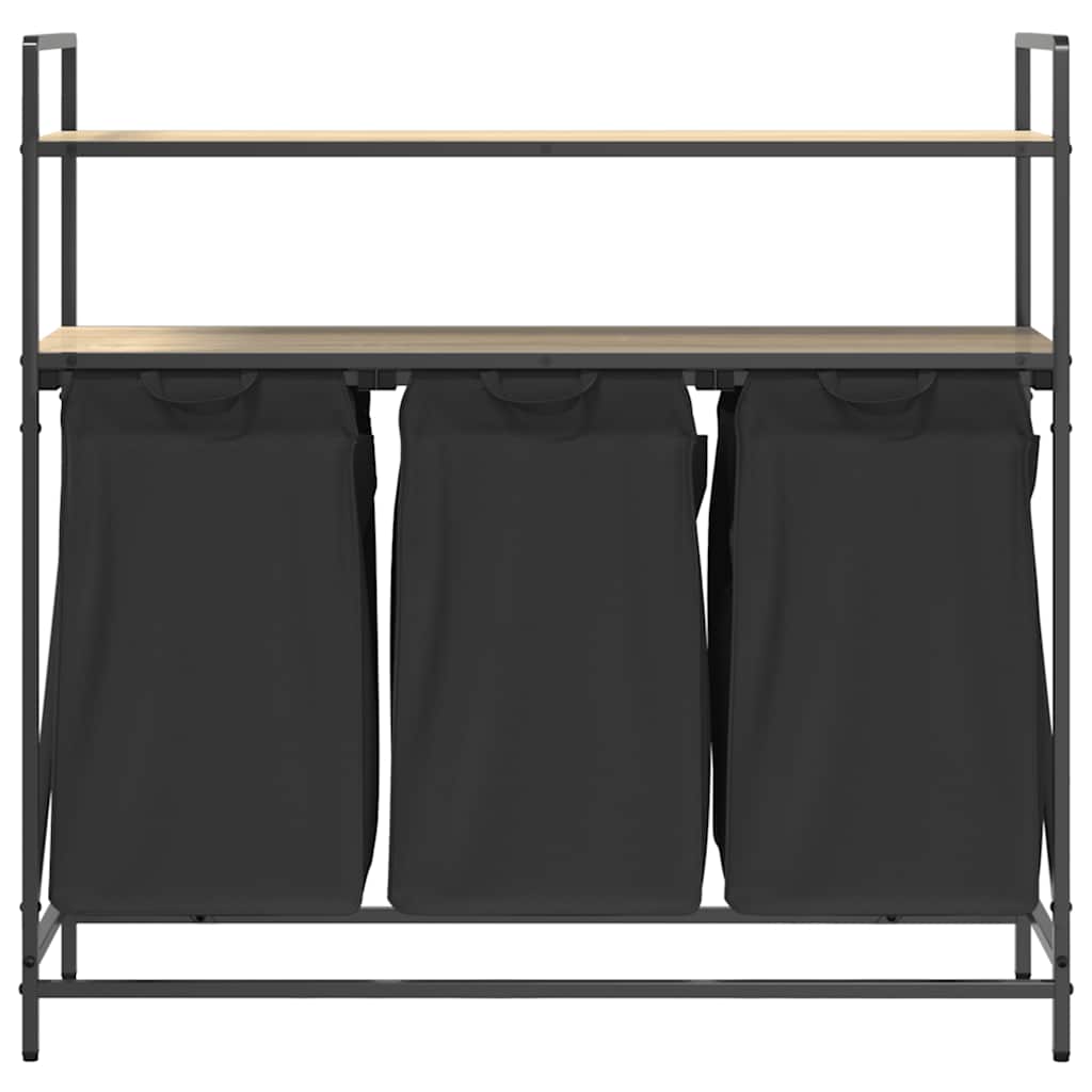 vidaXL Laundry Basket 3 Compartments with Shelves Sonoma Oak 6