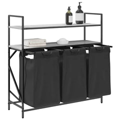 vidaXL Laundry Basket 3 Compartments with Shelves Grey Sonoma 4
