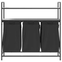 vidaXL Laundry Basket 3 Compartments with Shelves Grey Sonoma 6