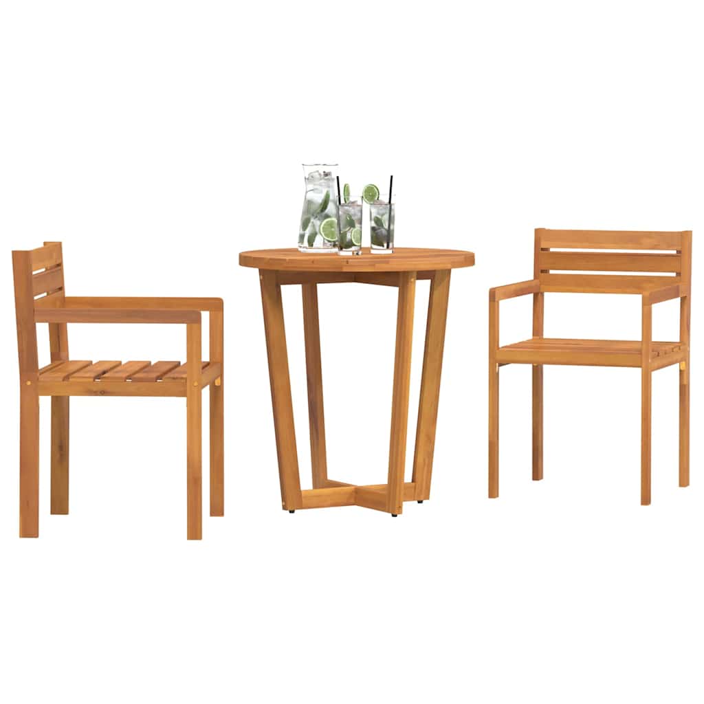 5 Piece Garden Dining Set Solid Wood Acacia Ø70 x 75 cm 2-seater