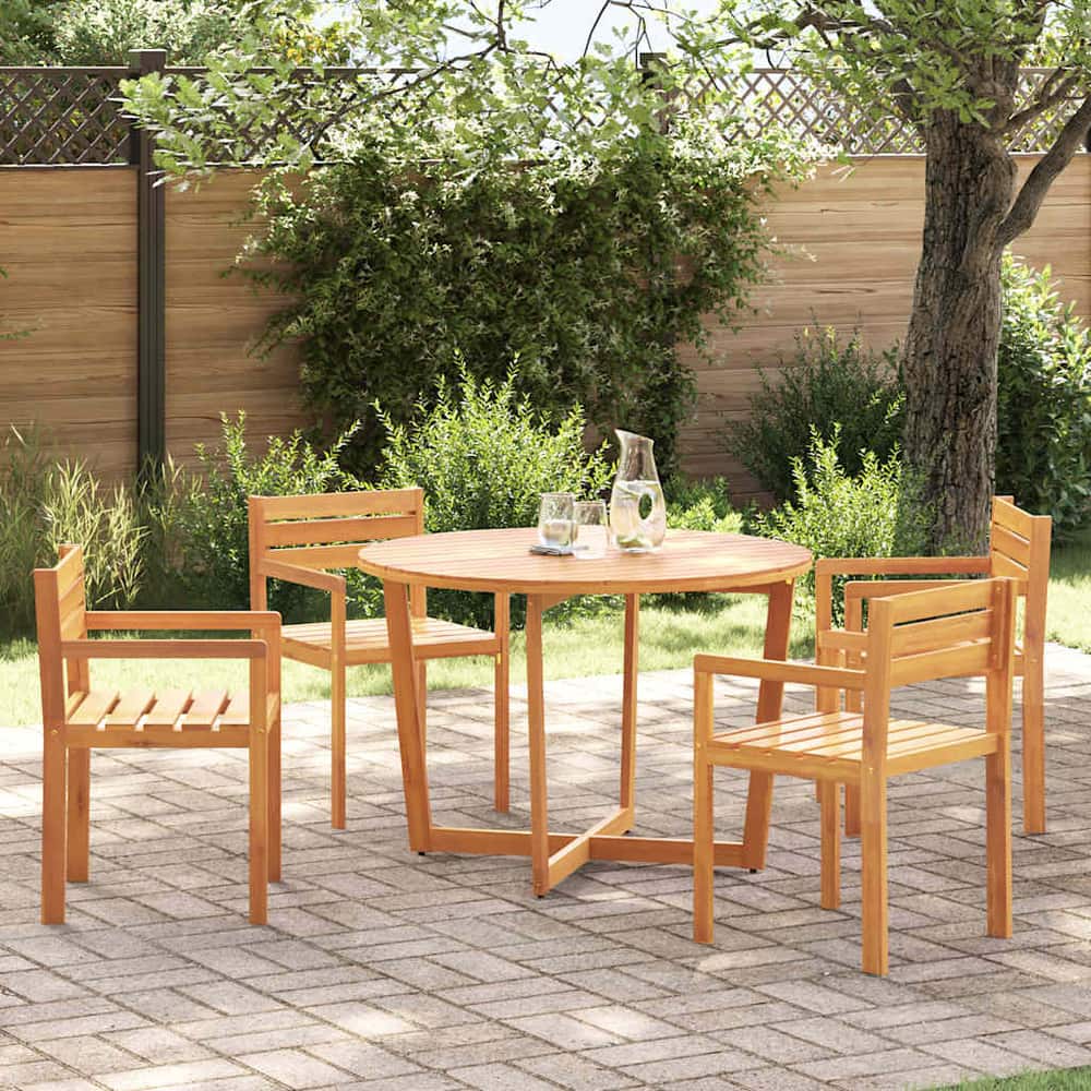 5 Piece Garden Dining Set Solid Wood Acacia Ø110 x 75 cm 4-seater