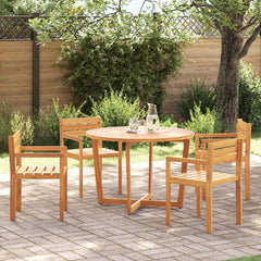 5 Piece Garden Dining Set Solid Wood Acacia Ø110 x 75 cm 4-seater