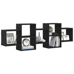 vidaXL Wall Shelf Black Oak 129x18x42 cm Engineered Wood 4
