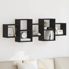 vidaXL Wall Shelf Black Oak 129x18x42 cm Engineered Wood 1