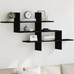 vidaXL Wall Shelf Black Oak 124.5x18x60.5 cm Engineered Wood 1