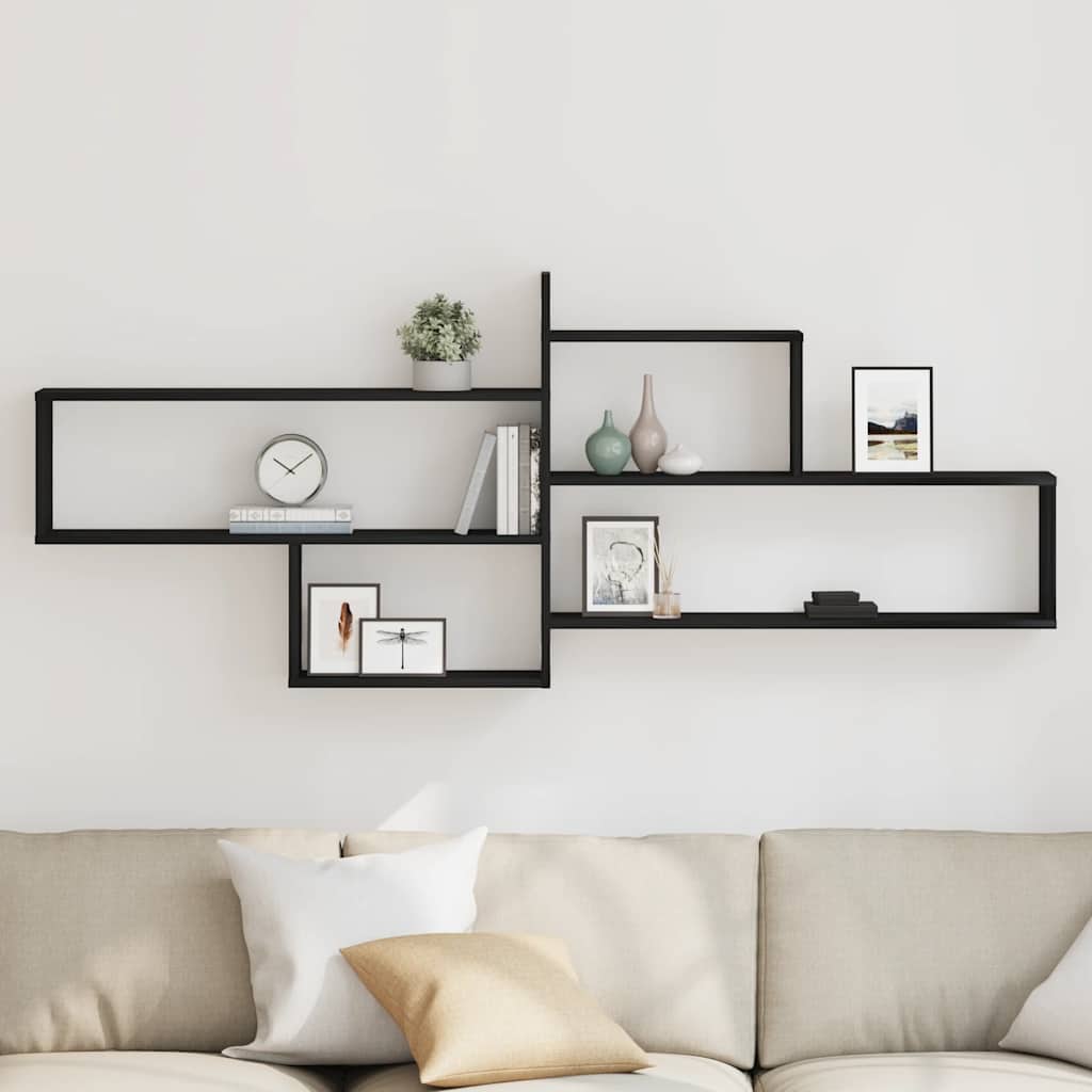 vidaXL Wall Shelf Black Oak 167.5x18x68 cm Engineered Wood 3