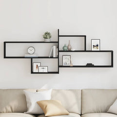 vidaXL Wall Shelf Black Oak 167.5x18x68 cm Engineered Wood 3