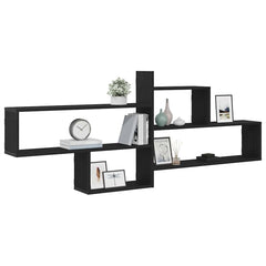 vidaXL Wall Shelf Black Oak 167.5x18x68 cm Engineered Wood 4
