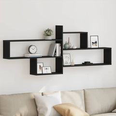 vidaXL Wall Shelf Black Oak 167.5x18x68 cm Engineered Wood 1