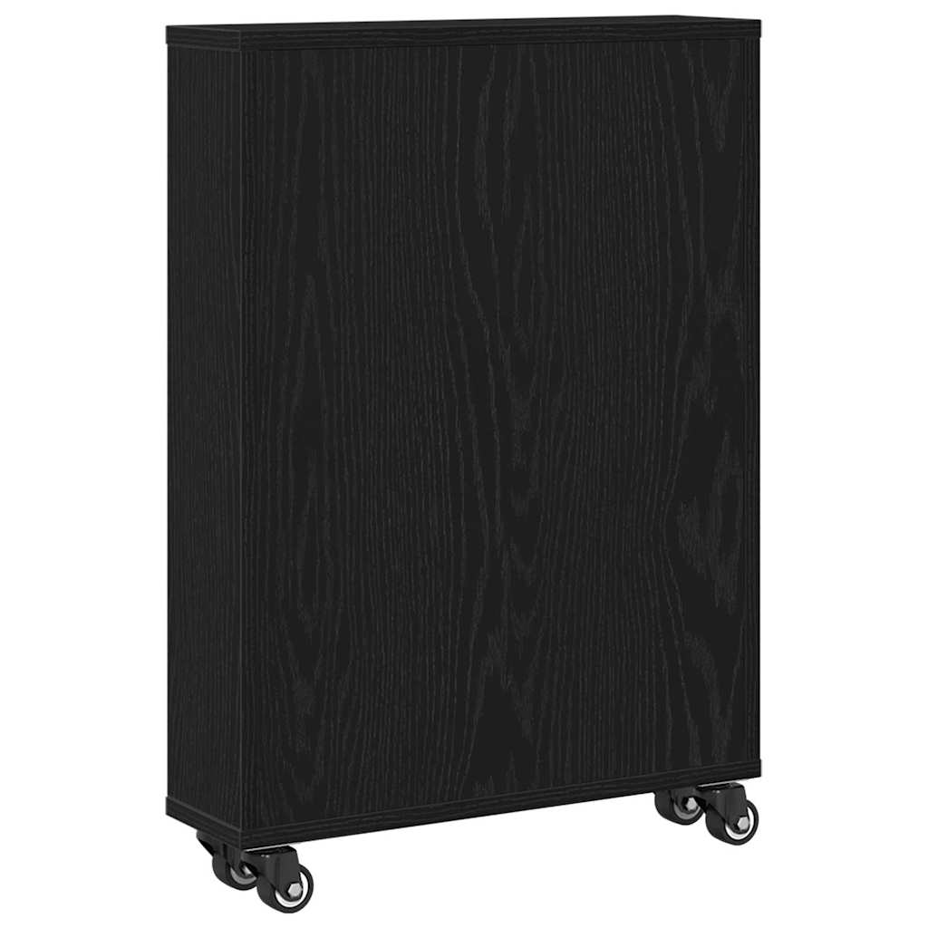 vidaXL Narrow Storage Trolley 3-Tier 48 x 13 x 68 cm Black Oak 6