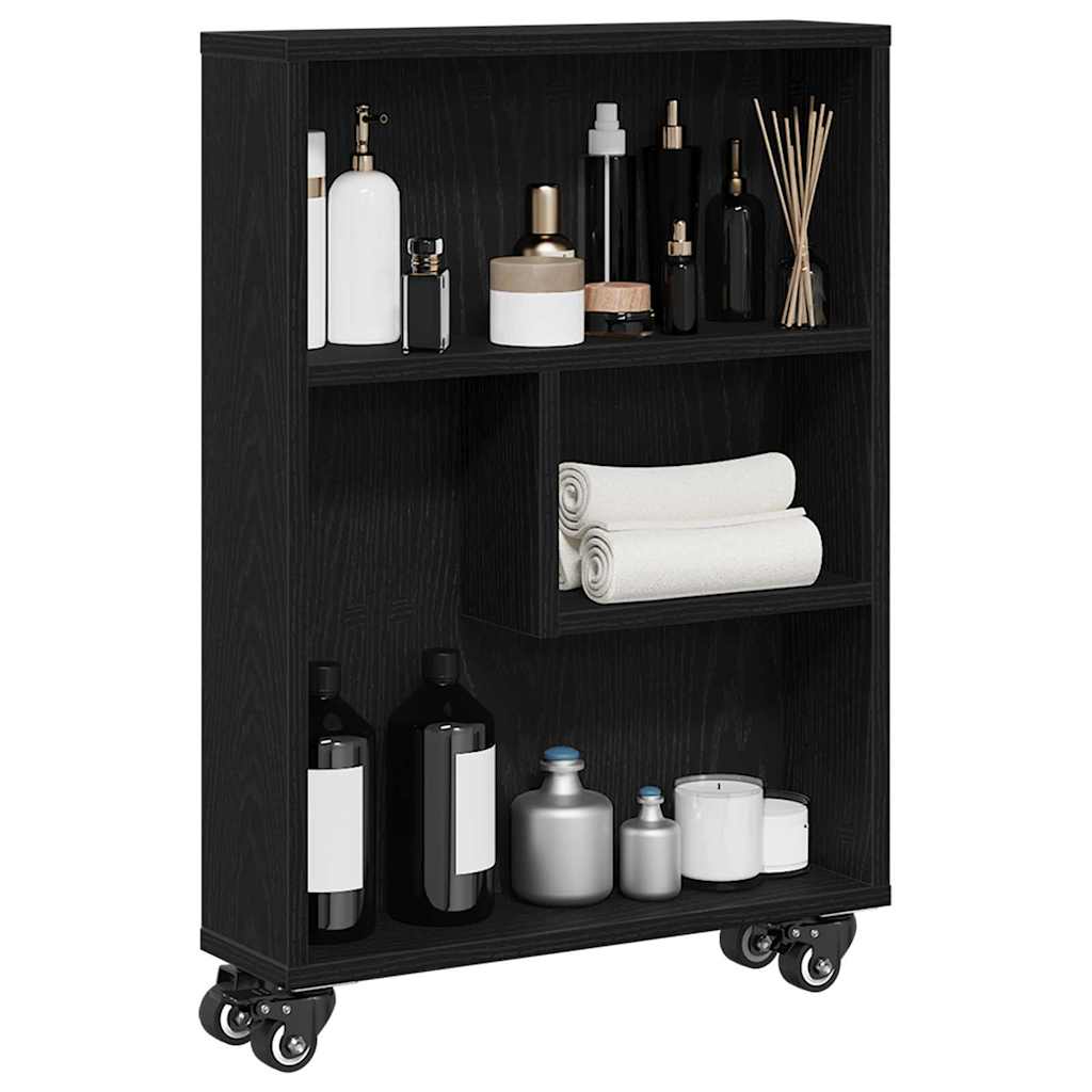 vidaXL Narrow Storage Trolley 3-Tier 48 x 13 x 68 cm Black Oak 3