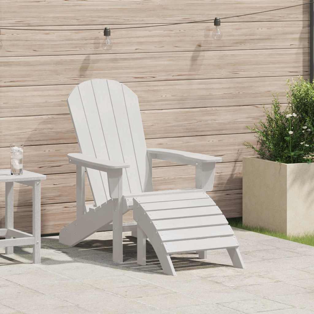 Adirondack Chair HDPE White with footrest