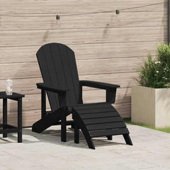 Adirondack Chair HDPE Black with footrest
