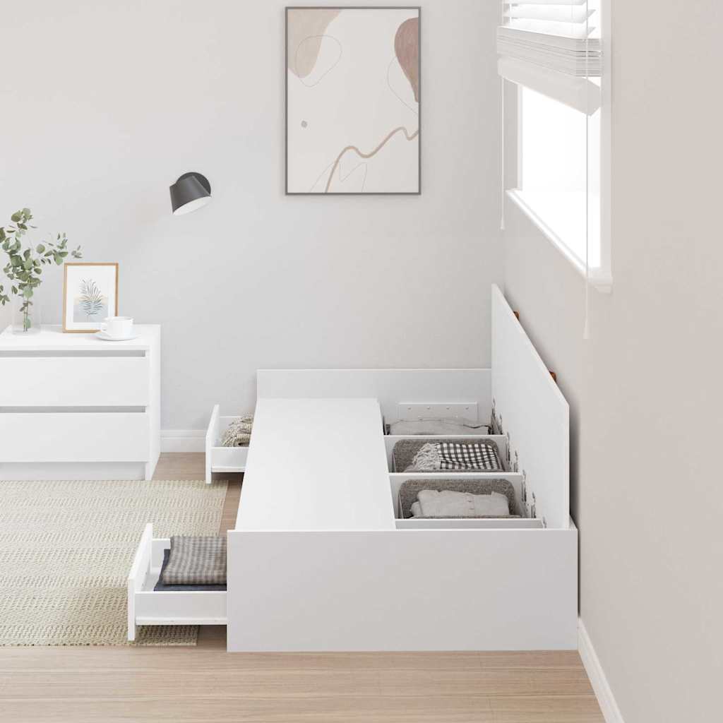 Bed Frame with Drawer 90 x 200 cm Engineered Wood White