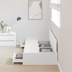 Bed Frame with Drawer 90 x 200 cm Engineered Wood White