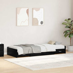 Bed Frame with Drawer 90 x 200 cm Engineered Wood Black oak