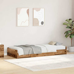 Bed Frame with Drawer 90 x 200 cm Engineered Wood Old wood